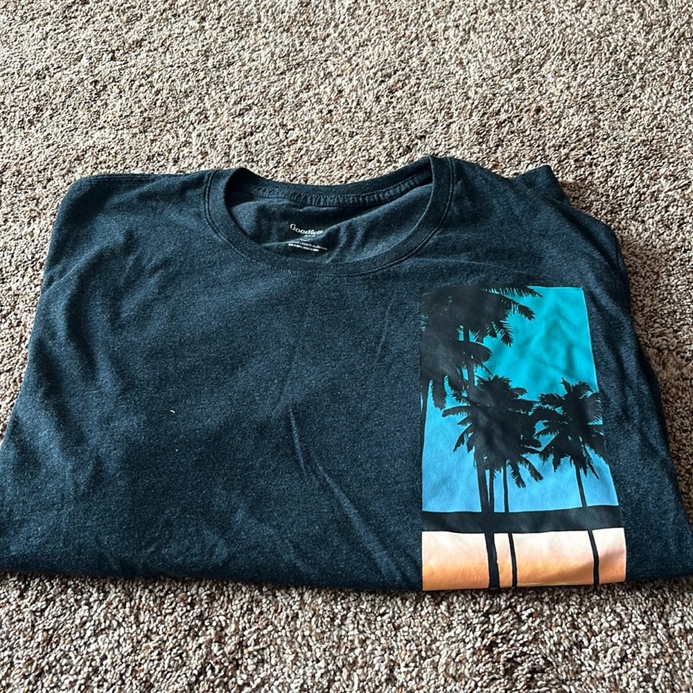 Men’s Goodfellow and Co t-shirt with sunset and palm trees
